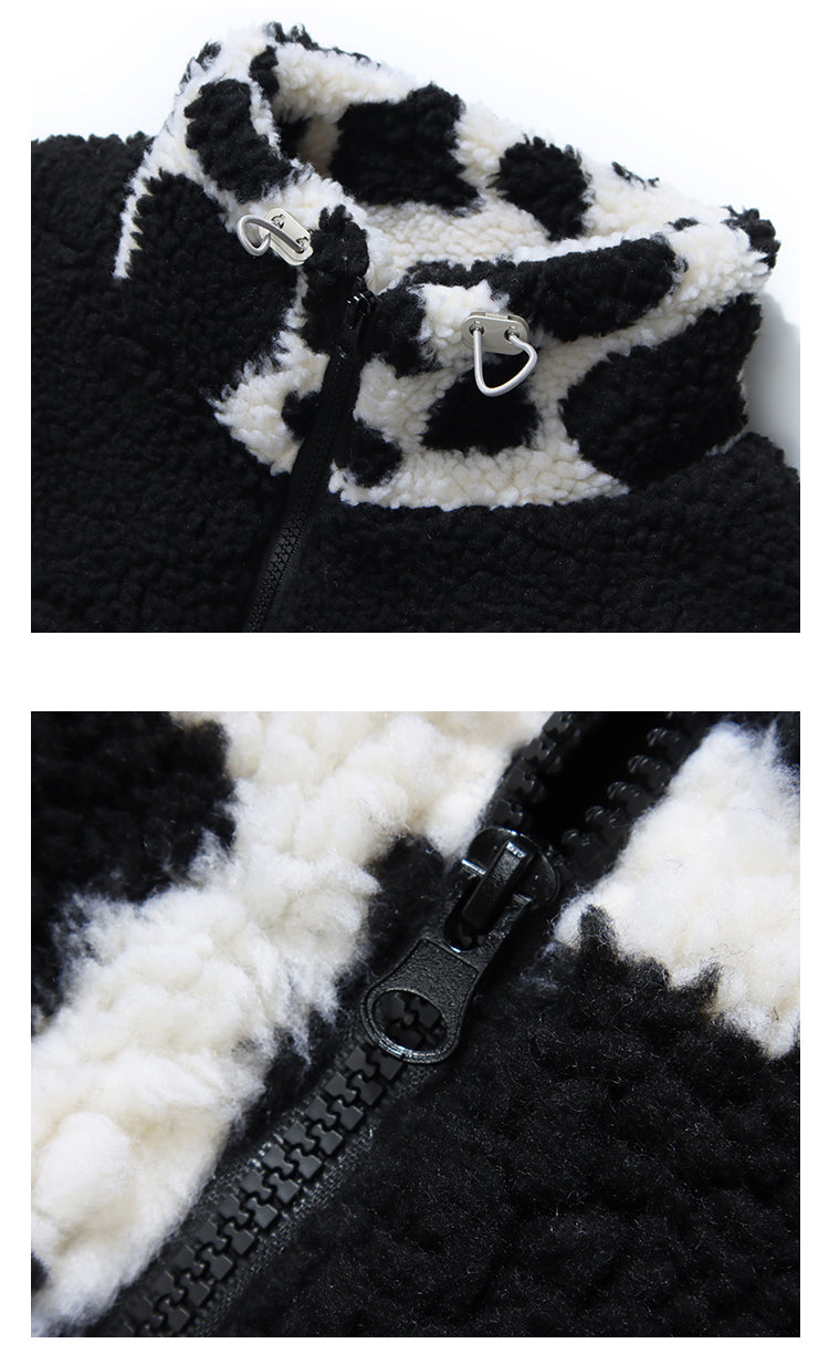 Camouflage Panda Cow Spotted Lamb Wool Coat Men And Women Thick Cotton Coat