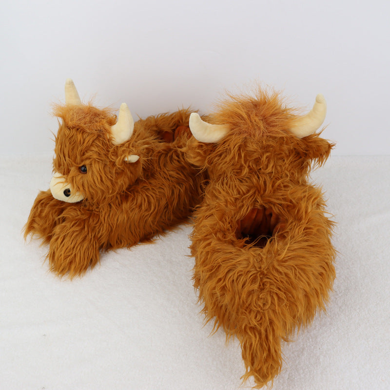 Scottish Highlands Cattle Plush Slippers