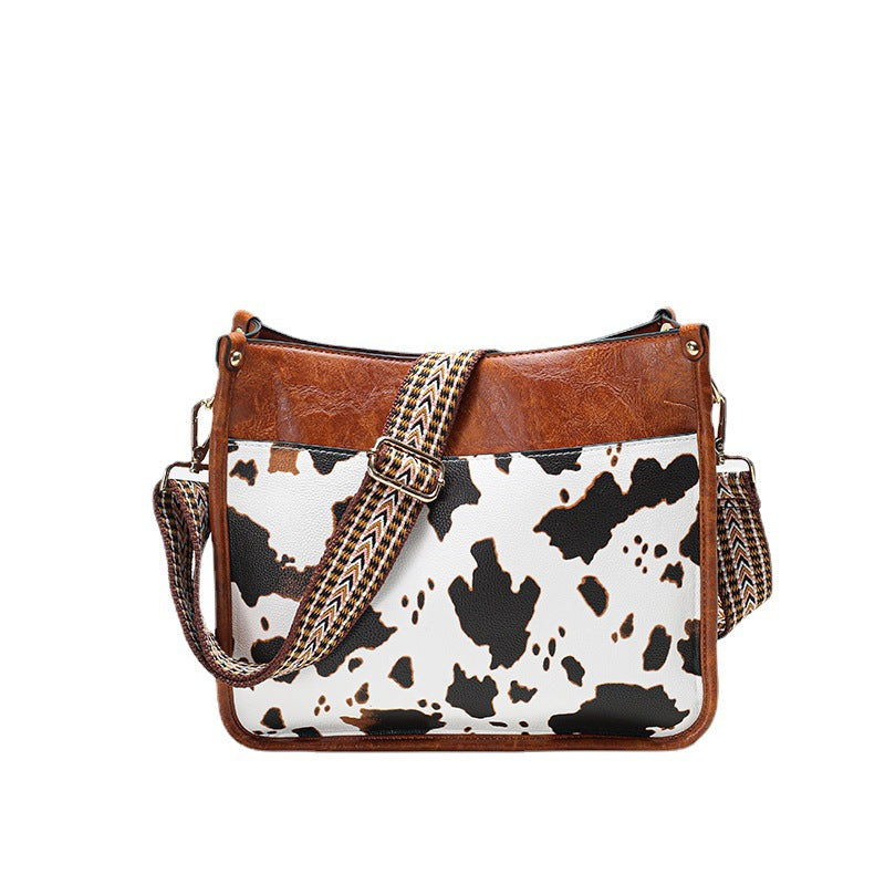 Stylish Cow and Leopard Print Crossbody Shoulder Bag for Women and Girls