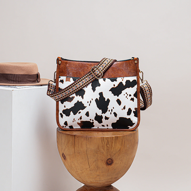 Stylish Cow and Leopard Print Crossbody Shoulder Bag for Women and Girls