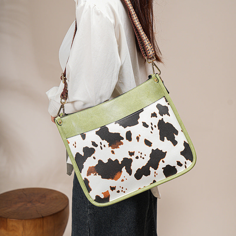 Stylish Cow and Leopard Print Crossbody Shoulder Bag for Women and Girls