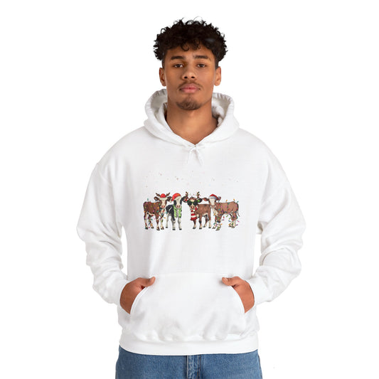 Festive Cow Print Hoodie Perfect for Farmhouse Lovers