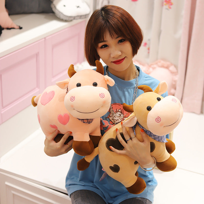 🌈 Fall in love with our Soft Animal Cattle Plush Toy Cartoon. 🐄🧸