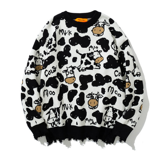 New Harajuku Personality Women's Sweater Cow Spots