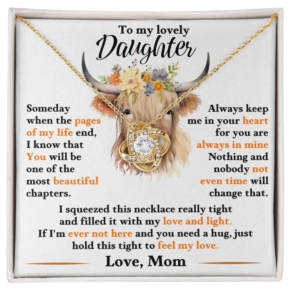 To My Beautiful Daughter, I'm Proud To Be Your Mother - Loveknot Necklace