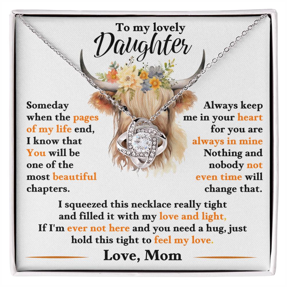 To My Beautiful Daughter, I'm Proud To Be Your Mother - Loveknot Necklace