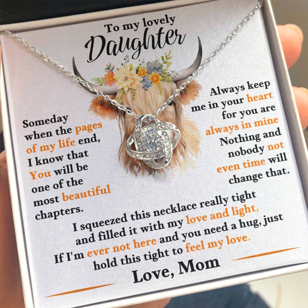 To My Beautiful Daughter, I'm Proud To Be Your Mother - Loveknot Necklace