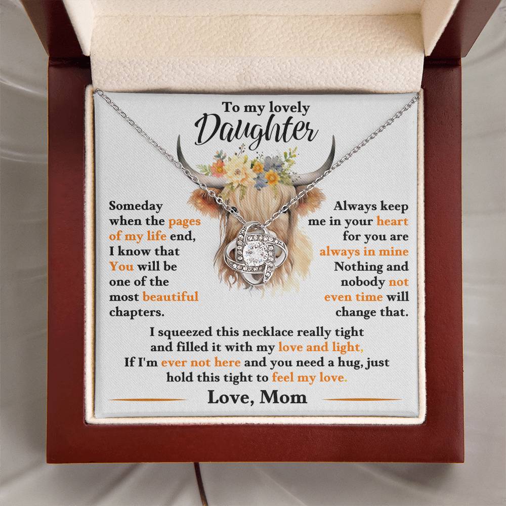 To My Beautiful Daughter, I'm Proud To Be Your Mother - Loveknot Necklace