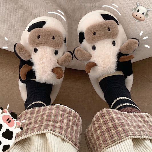 Cartoon Milk Cow Slippers