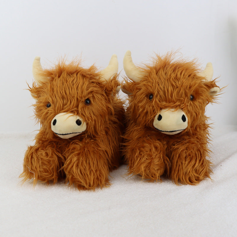 Scottish Highlands Cattle Plush Slippers