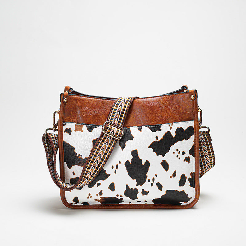 Stylish Cow and Leopard Print Crossbody Shoulder Bag for Women and Girls